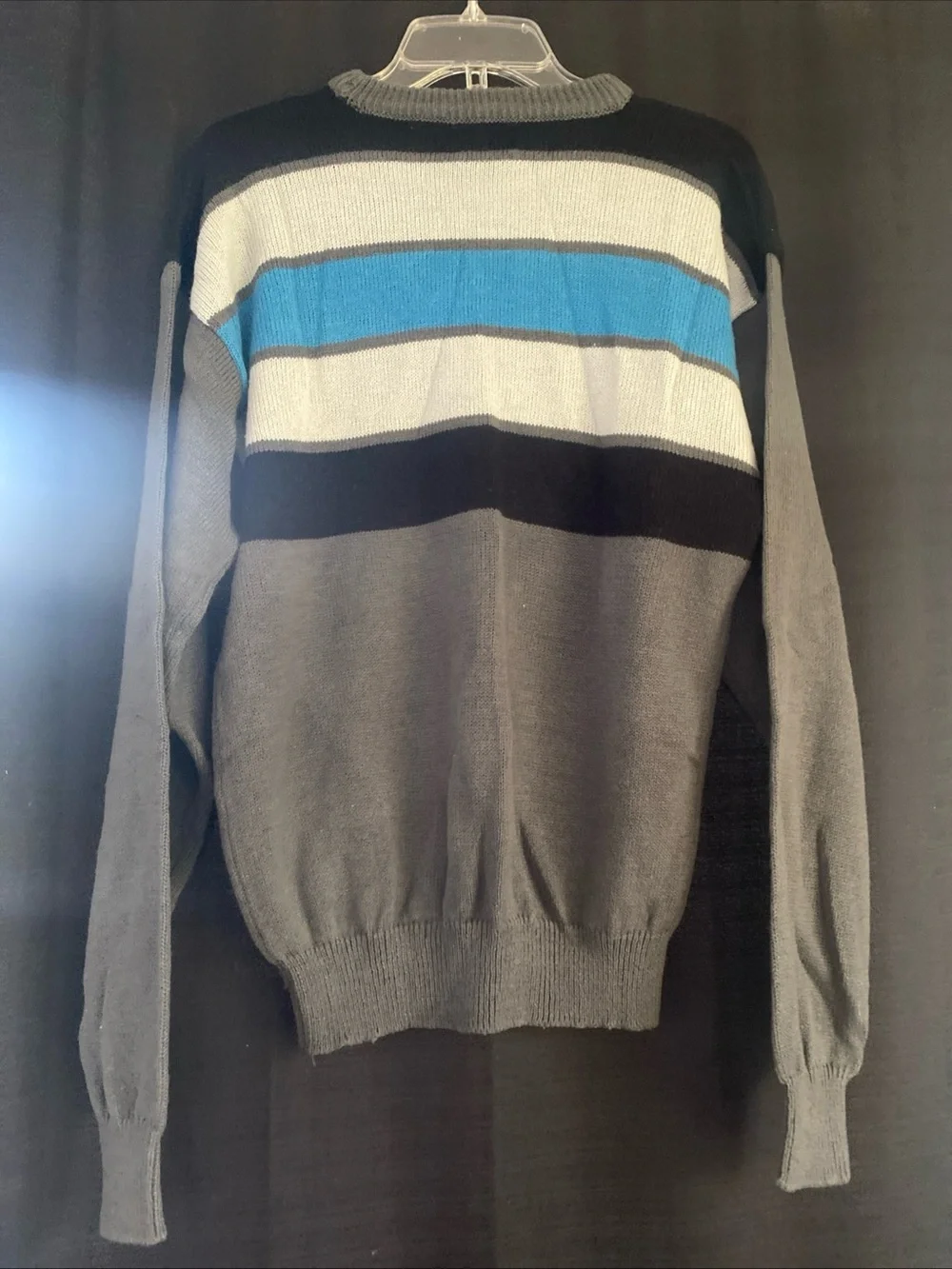 Vintage 90’s The Men's Store Gray Crewneck Sweater with Blue and White Stripes
